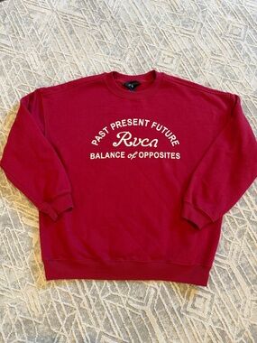 RVCA Red Crewneck Sweatshirt with White Logo-XS-Gently used